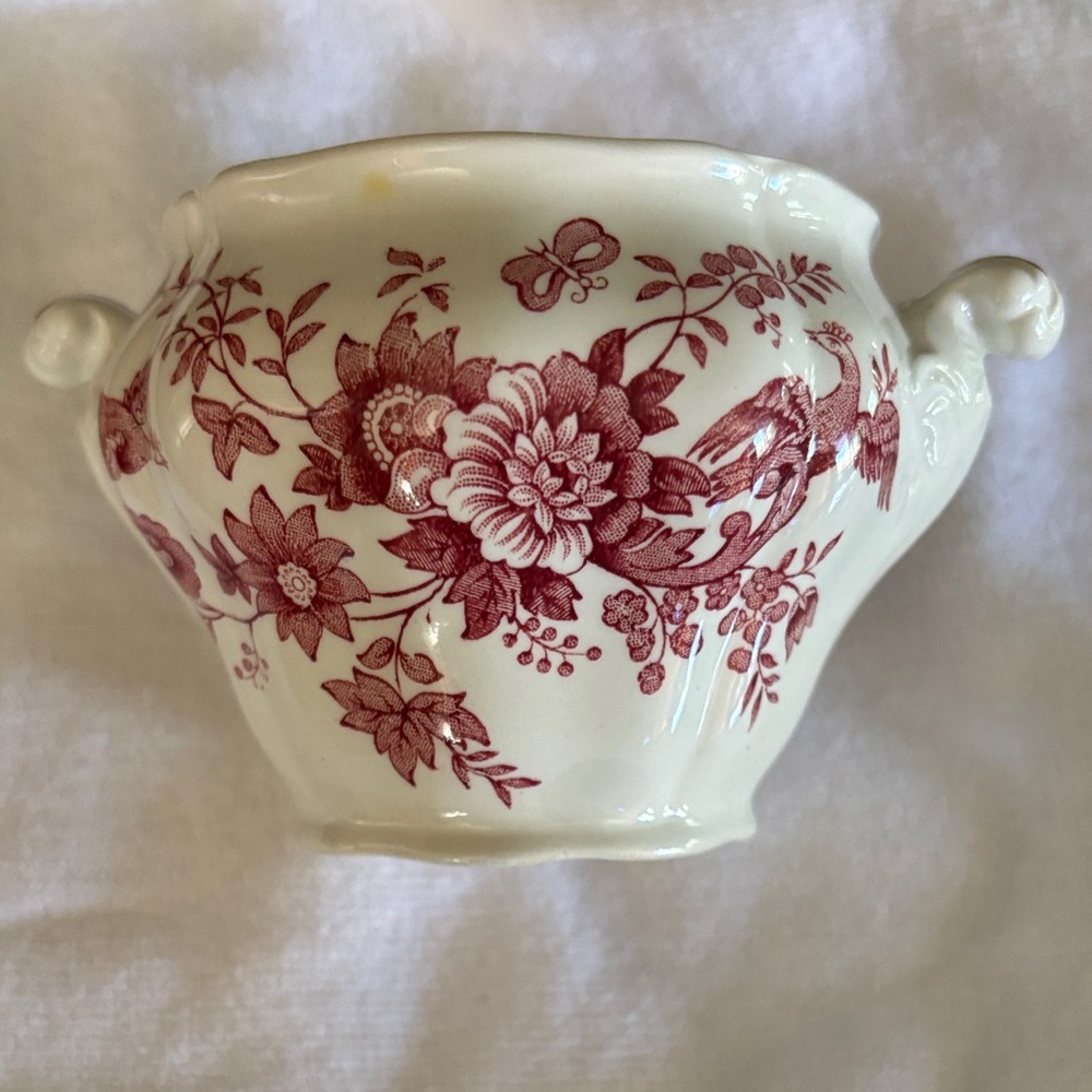 Ridgway Windsor Red Transferware Sugar Bowl - Picture 3 of 5